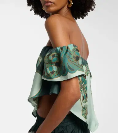 La DoubleJ Sand Dollar printed silk top | Thumbnail 6
