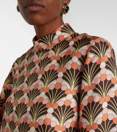 La DoubleJ Make An Exit feather-trimmed silk twill top | Thumbnail 4