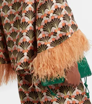 La DoubleJ Make An Exit feather-trimmed silk twill top | Thumbnail 6