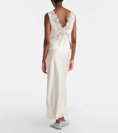 Rixo Matilde lace-trimmed satin slip skirt | Thumbnail 6 Rixo Matilde lace-trimmed satin slip skirt | Thumbnail 6