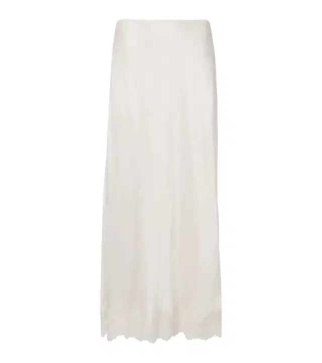 Rixo Matilde lace-trimmed satin slip skirt