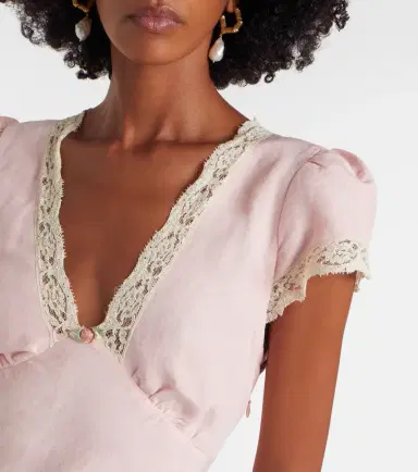 Rixo Clarice lace-trimmed linen-blend midi dress | Thumbnail 5