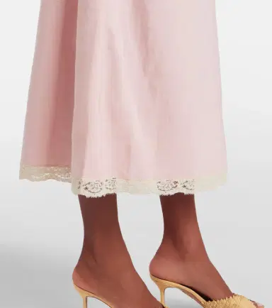 Rixo Clarice lace-trimmed linen-blend midi dress | Thumbnail 6