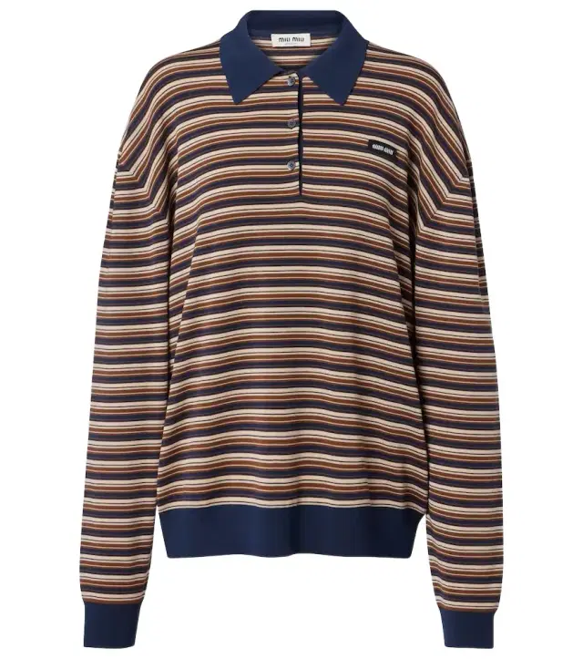 Striped virgin wool polo sweater