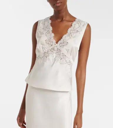 Rixo Emmie lace-trimmed satin top | Thumbnail 2