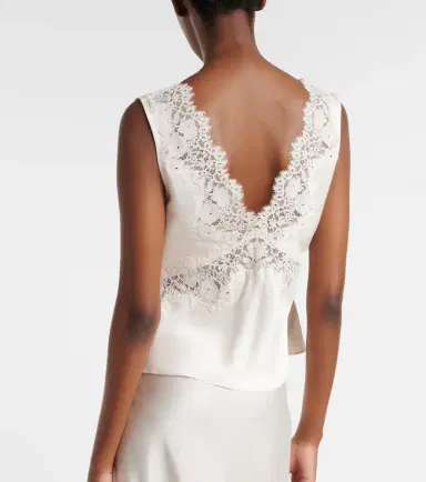 Rixo Emmie lace-trimmed satin top | Thumbnail 3