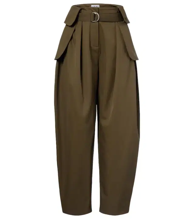 Double L cotton and silk barrel-leg pants