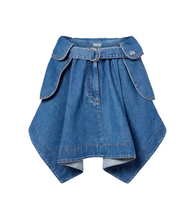 Double L belted denim miniskirt