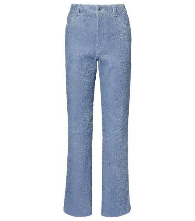 Trompe l'ail leather straight pants