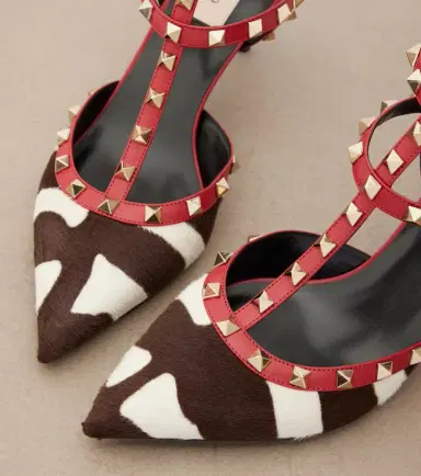 Valentino Garavani Rockstud leather-trimmed calf hair pumps | Thumbnail 2 Valentino Garavani Rockstud leather-trimmed calf hair pumps | Thumbnail 2