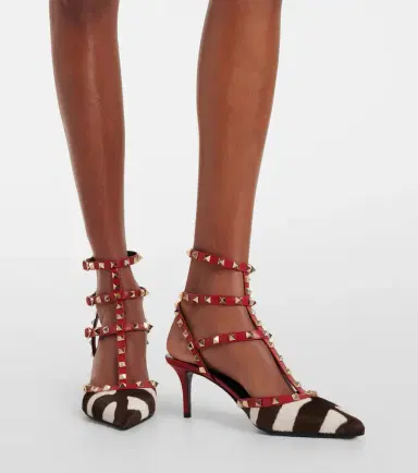 Valentino Garavani Rockstud leather-trimmed calf hair pumps | Thumbnail 5 Valentino Garavani Rockstud leather-trimmed calf hair pumps | Thumbnail 5