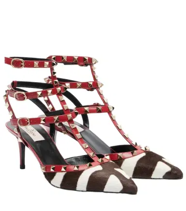 Valentino Garavani Rockstud leather-trimmed calf hair pumps | Thumbnail 1 Valentino Garavani Rockstud leather-trimmed calf hair pumps | Thumbnail 1