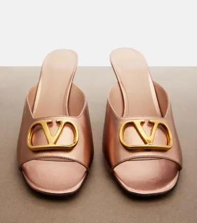 Valentino Garavani VLogo metallic leather mules | Thumbnail 4