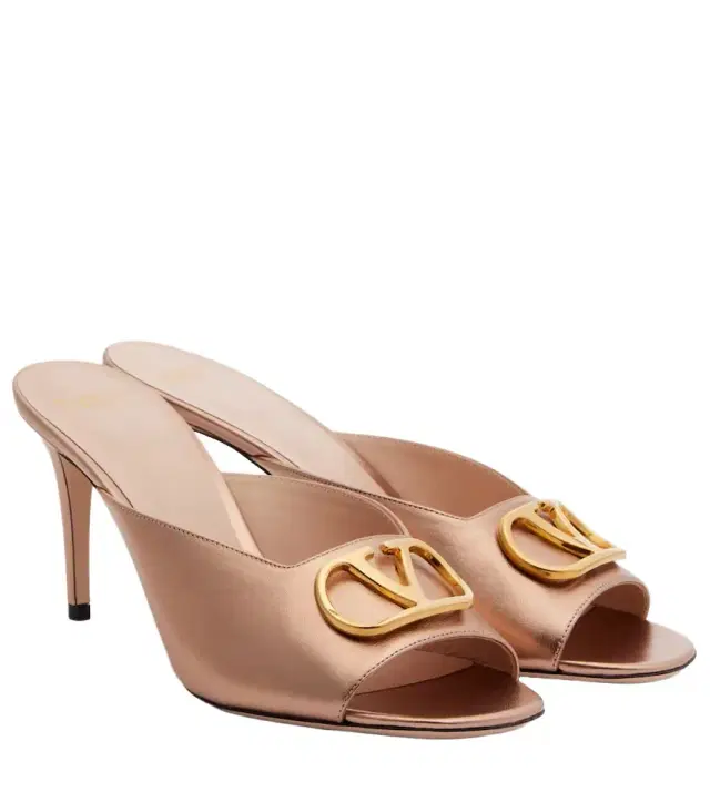 Valentino Garavani VLogo metallic leather mules