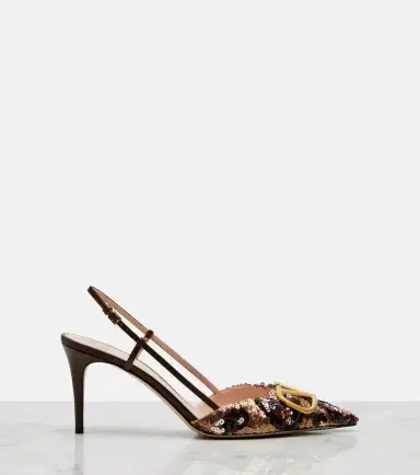 Valentino Garavani Signature VLogo sequined slingback pumps | Thumbnail 3