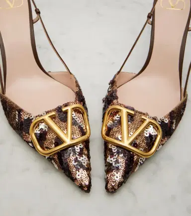 Valentino Garavani Signature VLogo sequined slingback pumps | Thumbnail 4