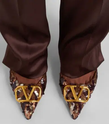 Valentino Garavani Signature VLogo sequined slingback pumps | Thumbnail 6