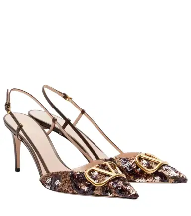 Valentino Garavani Signature VLogo sequined slingback pumps | Thumbnail 1
