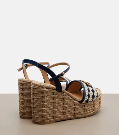Valentino Garavani VLogo leather-trimmed wedges | Thumbnail 2 Valentino Garavani VLogo leather-trimmed wedges | Thumbnail 2