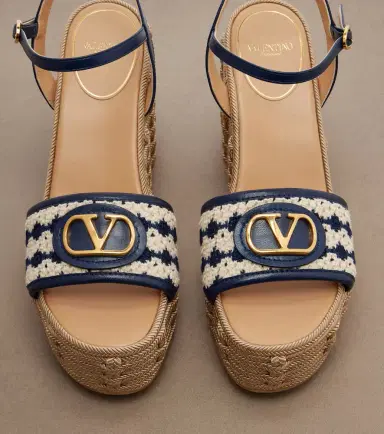 Valentino Garavani VLogo leather-trimmed wedges | Thumbnail 4 Valentino Garavani VLogo leather-trimmed wedges | Thumbnail 4