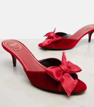 Valentino Garavani Marie A bow-detail velvet mules | Thumbnail 4