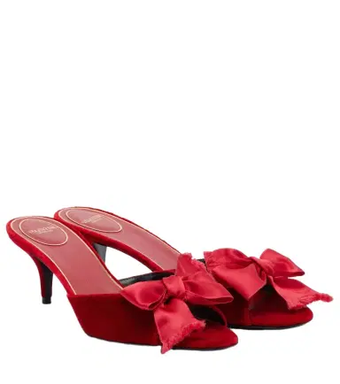 Valentino Garavani Marie A bow-detail velvet mules | Thumbnail 1