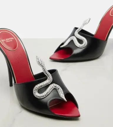 Valentino Garavani Caur Vipère embellished leather mules | Thumbnail 4