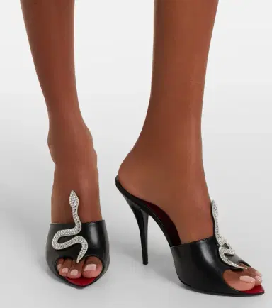 Valentino Garavani Caur Vipère embellished leather mules | Thumbnail 5