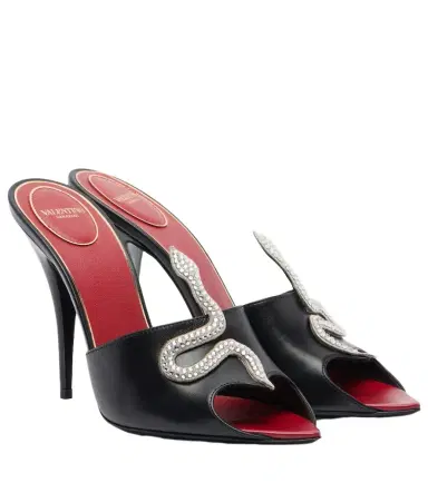 Valentino Garavani Caur Vipère embellished leather mules | Thumbnail 1