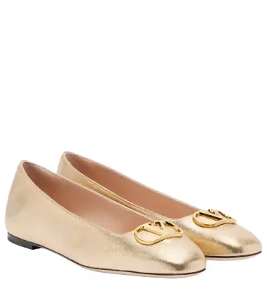 Valentino Garavani VLogo metallic leather ballet flats | Thumbnail 1 Valentino Garavani VLogo metallic leather ballet flats | Thumbnail 1