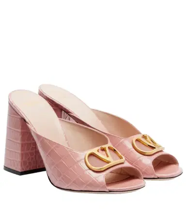 Valentino Garavani VLogo croc-effect leather mules | Thumbnail 1 Valentino Garavani VLogo croc-effect leather mules | Thumbnail 1