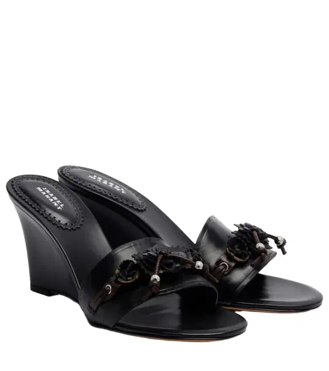 Isabel Marant Anee embellished leather wedge mules