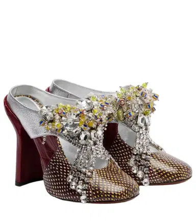 Dries Van Noten Embellished patchwork leather mules | Thumbnail 1 Dries Van Noten Embellished patchwork leather mules | Thumbnail 1