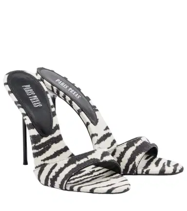 Paris Texas Lidia zebra-print canvas mules | Thumbnail 1