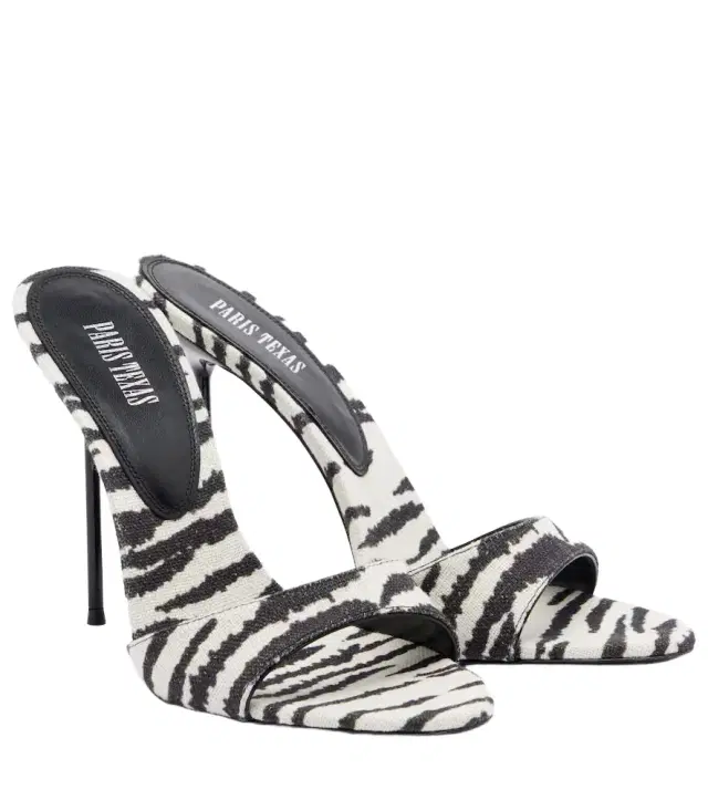 Paris Texas Lidia zebra-print canvas mules