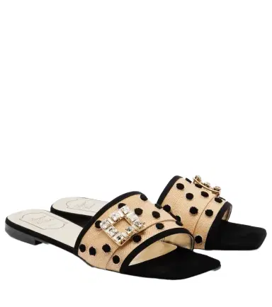 Roger Vivier Très Vivier polka-dot suede-trimmed slides | Thumbnail 1 Roger Vivier Très Vivier polka-dot suede-trimmed slides | Thumbnail 1