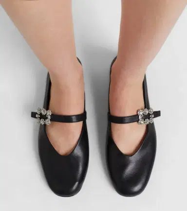 Roger Vivier Roundy Toe embellished leather ballet flats | Thumbnail 5
