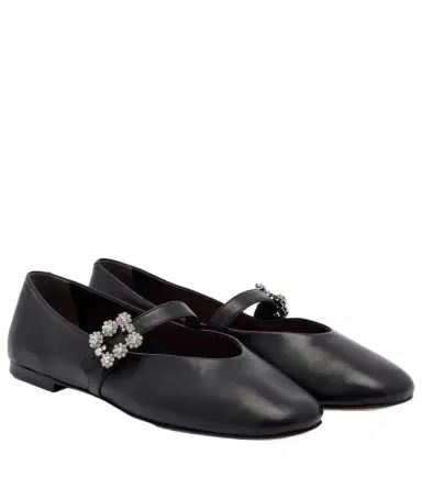 Roger Vivier Roundy Toe embellished leather ballet flats | Thumbnail 1