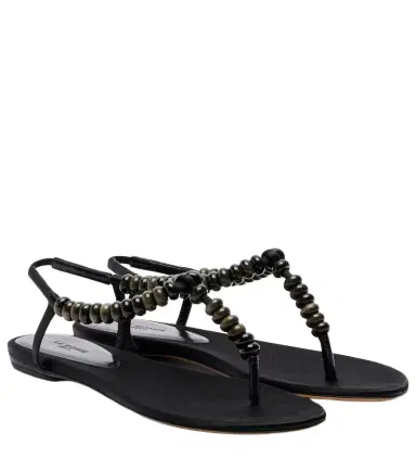 Le Monde Béryl Le Monde Béryl Beaded satin thong sandals | Thumbnail 1 Le Monde Béryl Le Monde Béryl Beaded satin thong sandals | Thumbnail 1