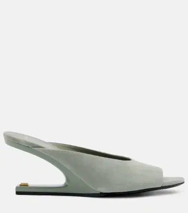 Balmain Suede cutout wedge mules | Thumbnail 2