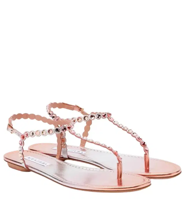 Tequila embellished leather thong sandals