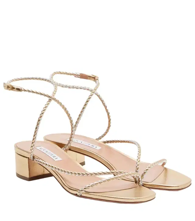 Aquazzura Luca braided metallic leather sandals