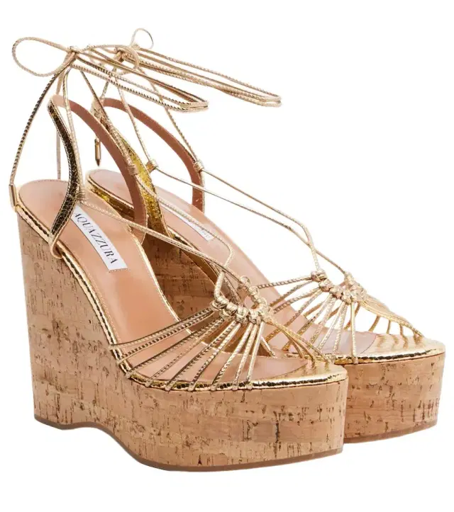 Aquazzura Ritmo metallic leather wedge sandals