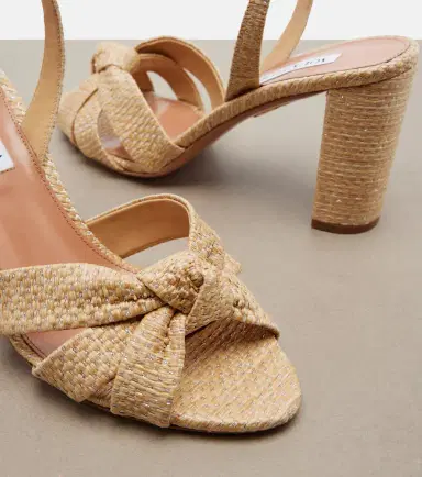 Aquazzura Nina raffia slingback sandals | Thumbnail 3