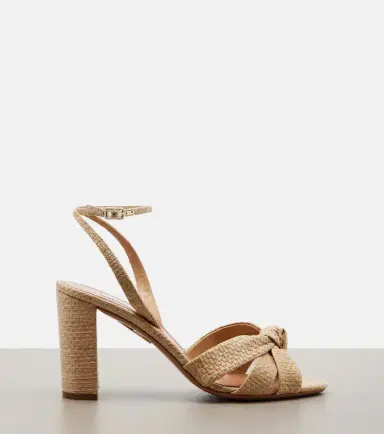 Aquazzura Nina raffia slingback sandals | Thumbnail 4