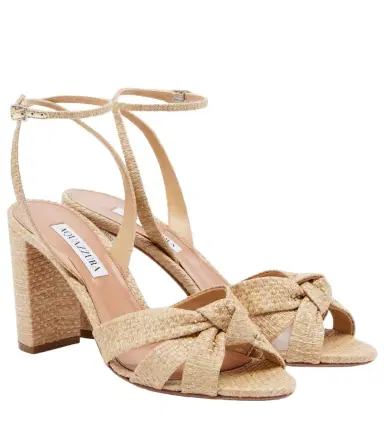 Aquazzura Nina raffia slingback sandals | Thumbnail 1