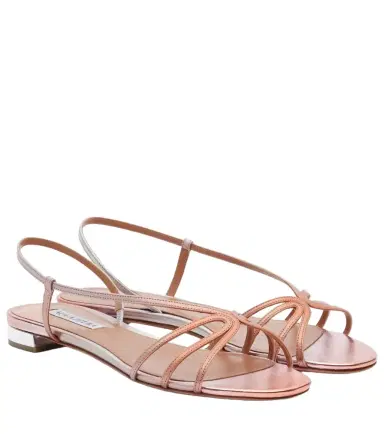 Aquazzura Talk To Me metallic leather sandals | Thumbnail 1