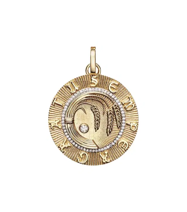 FoundRae Infinite Gratitude Large 18kt gold pendant with diamond