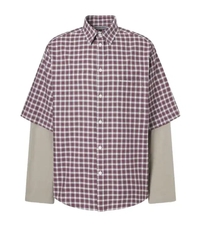 Layered checked cotton shirt