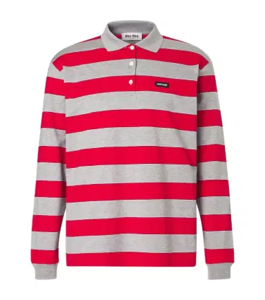 Miu Miu Striped cotton jersey polo shirt | Thumbnail 1